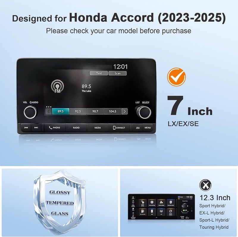 BSTW for 2025 Honda Accord Screen Protector for 2023 2024 2025 Accord LX/EX 2025 Accord SE 7-Inch Color Touch-Screen for 2025 Honda Accord Accessories Tempered Glass Protective Film - Image 2